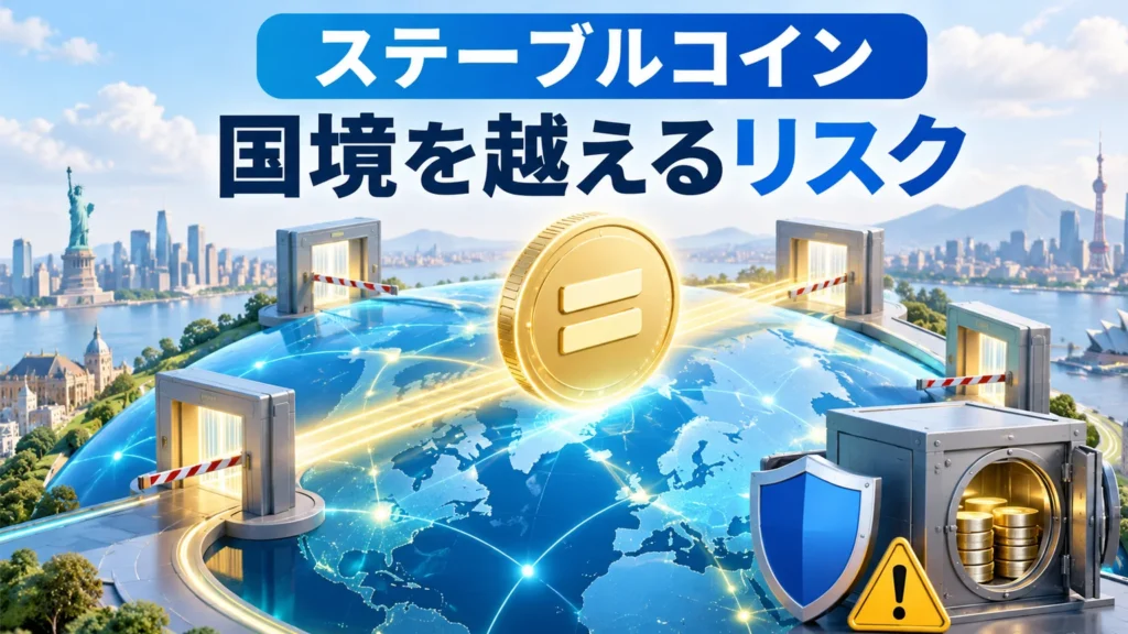 国境を越えるステーブルコインのリスクを示すAI生成イメージ